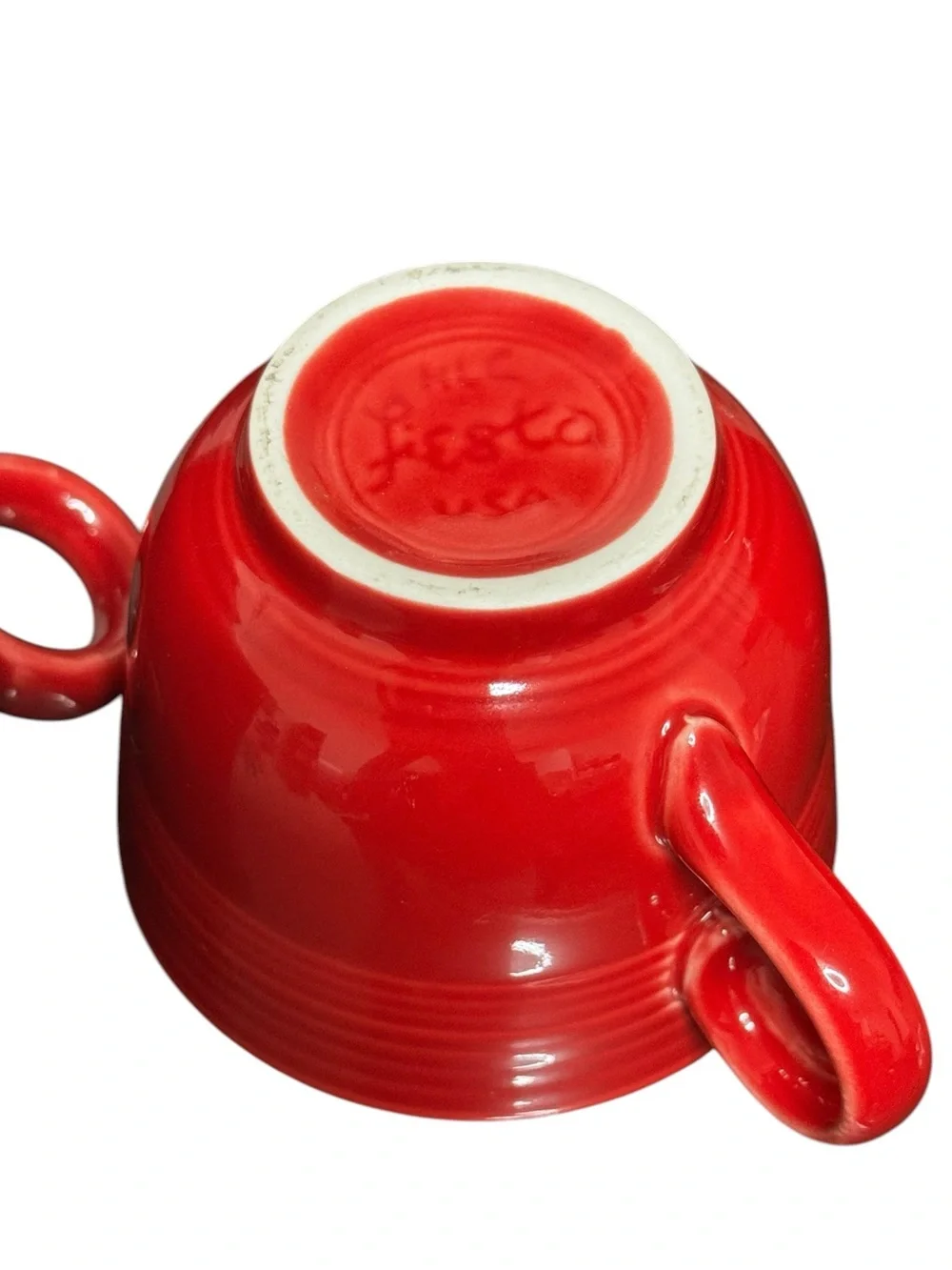 Fiesta Scarlet Red Coffee Mugs Set of 3 HLC USA Ring Handle Ceramic Tea Cups